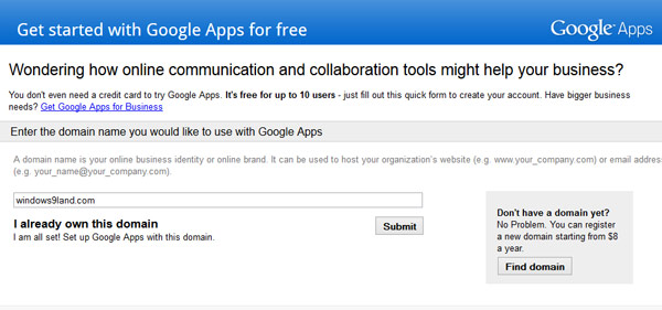 Google Apps Standard for free